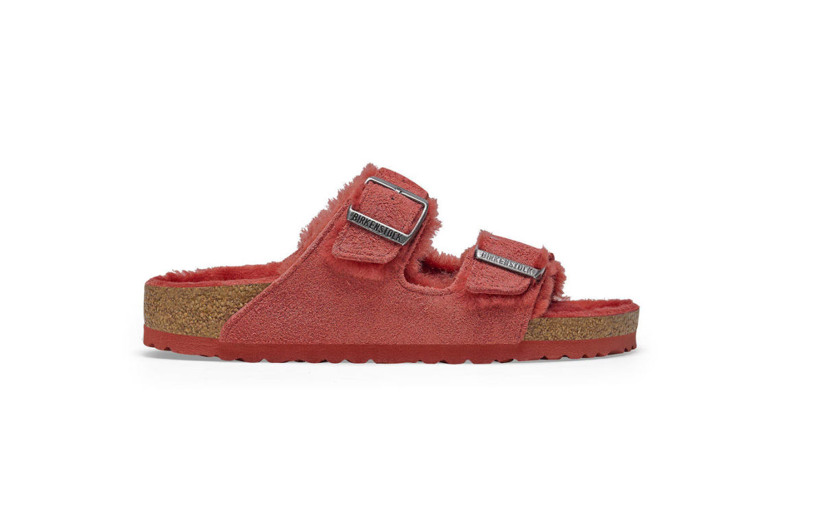Birkenstock Arizona Shearling Suede Leather Sienna Red