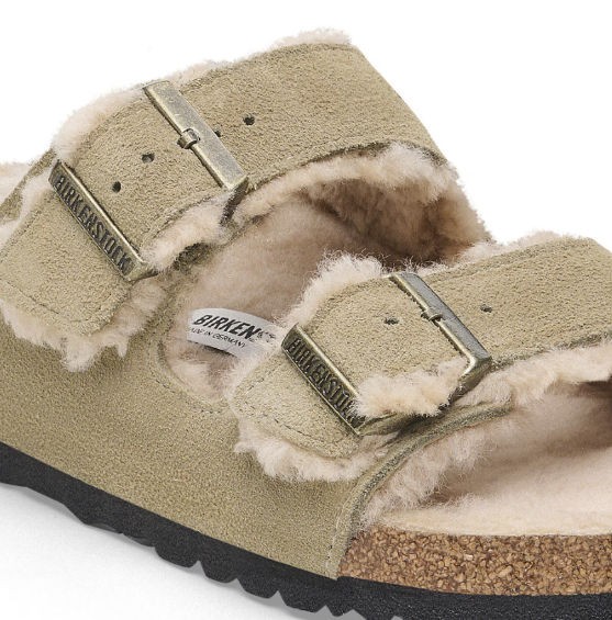 Birkenstock Arizona Shearling Suede Leather Taupe