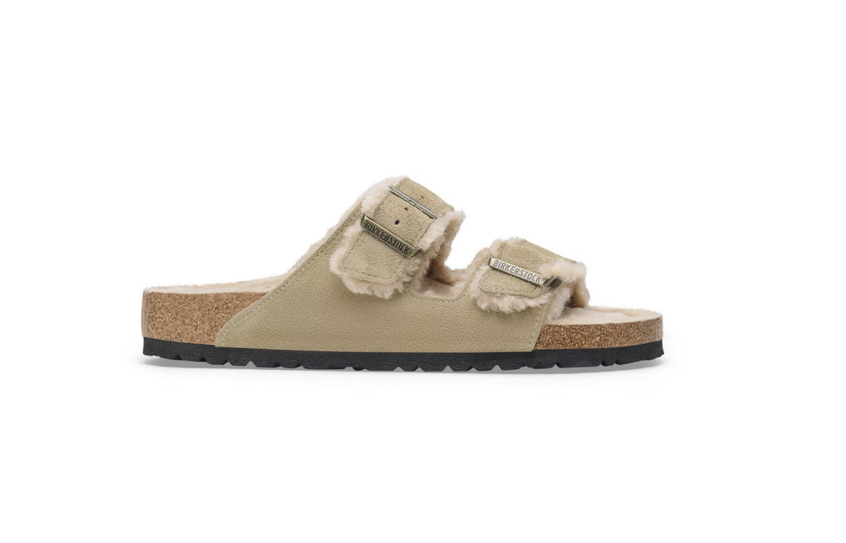 Birkenstock Arizona Shearling Suede Leather Taupe