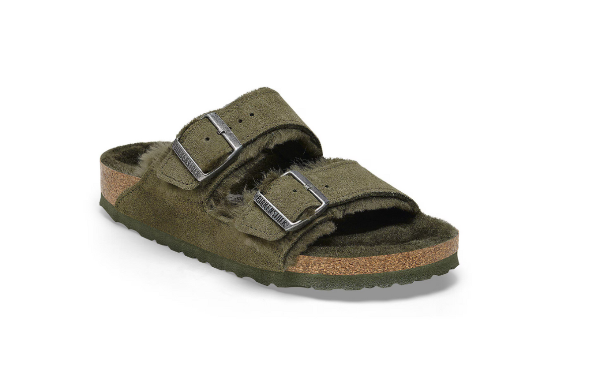 Birkenstock Arizona Shearling Suede Leather Thyme