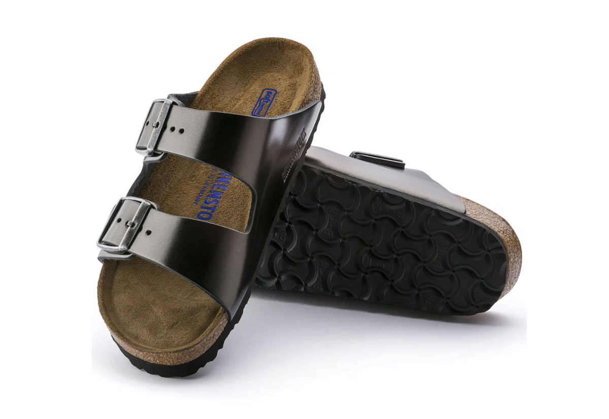 Birkenstock Arizona Soft Footbed Natural Leather Metallic Anthracite