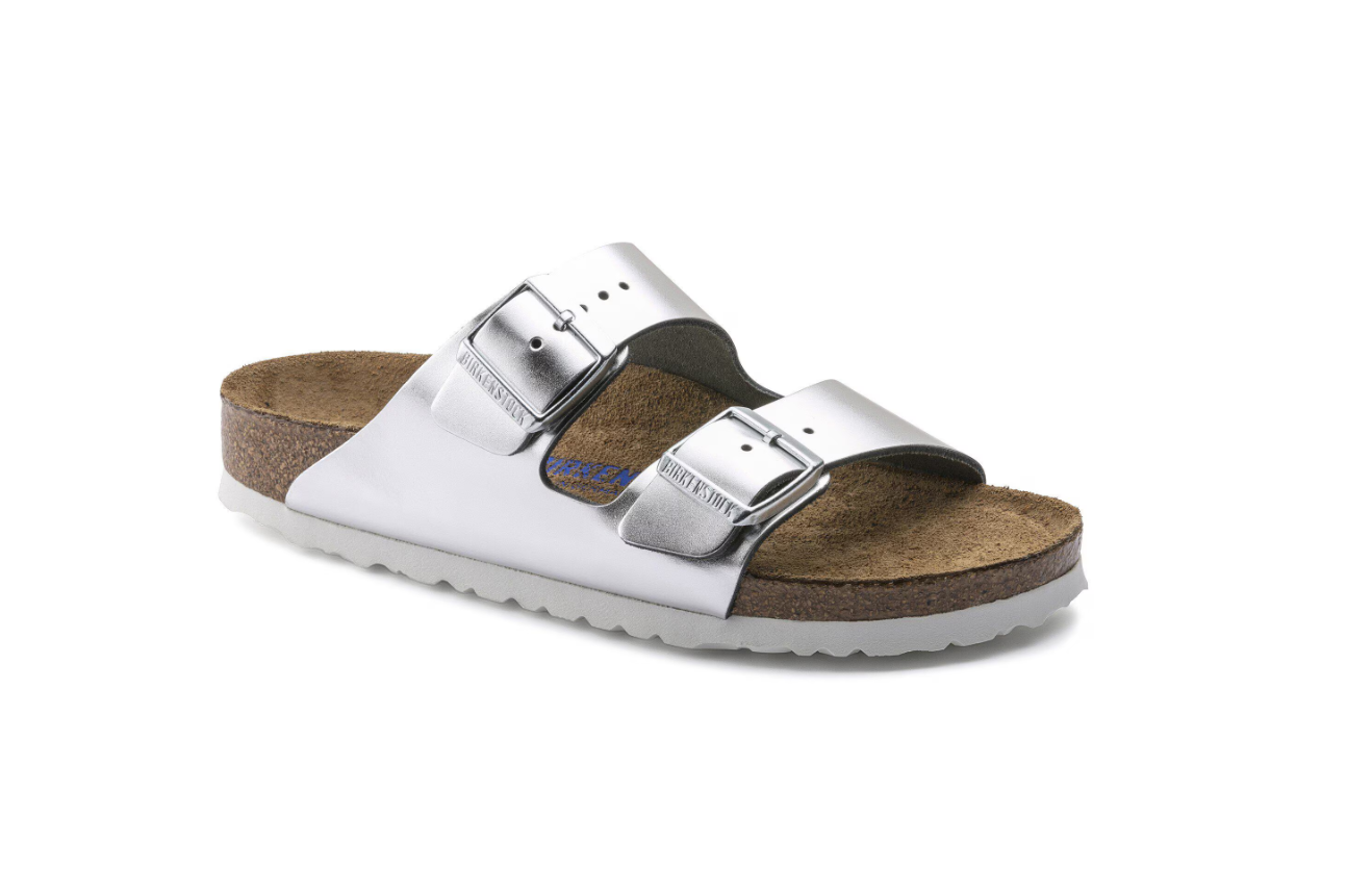 Birkenstock Arizona Soft Footbed Natural Leather Metallic Silver