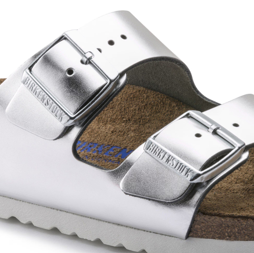 Birkenstock Arizona Soft Footbed Natural Leather Metallic Silver