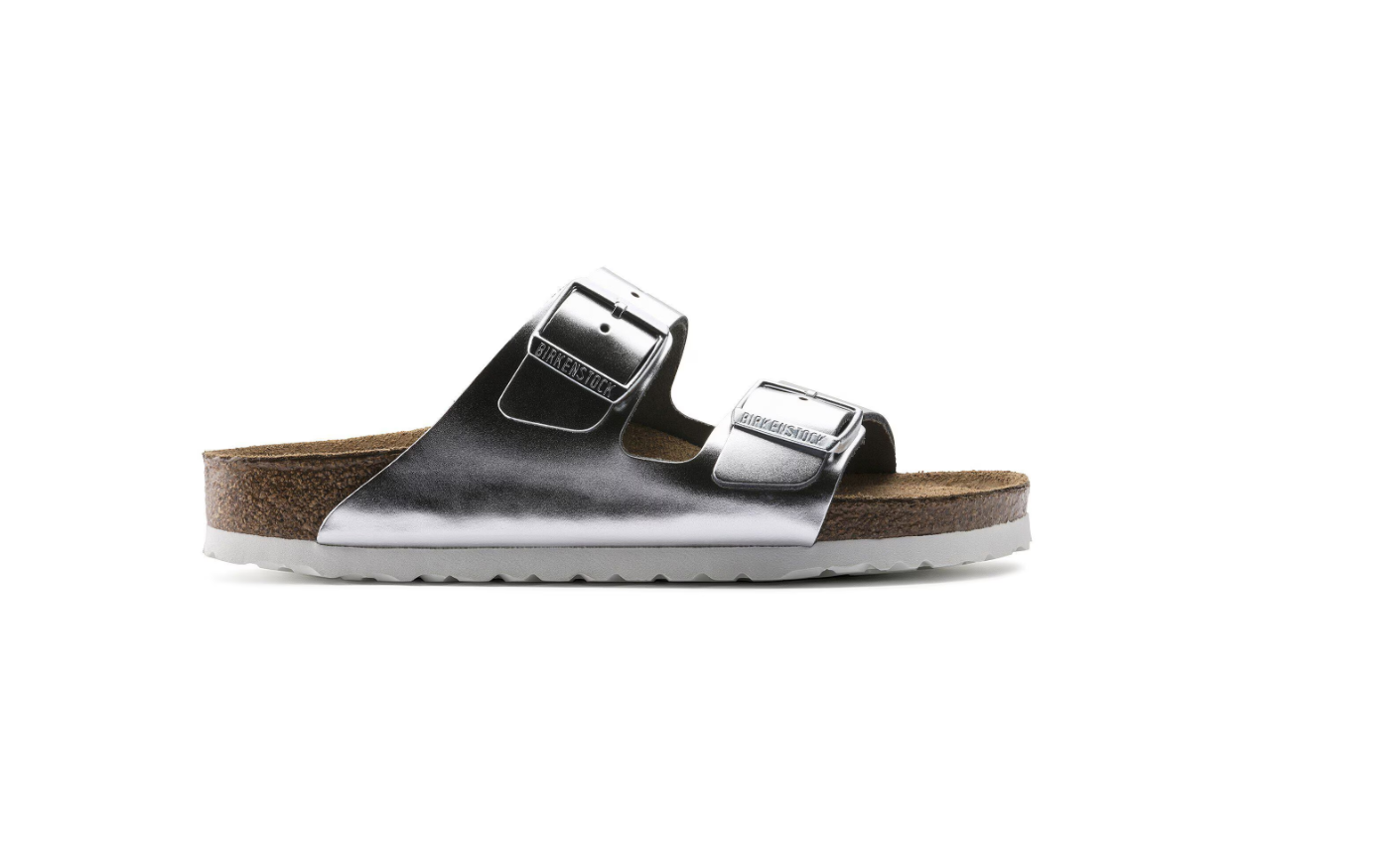Birkenstock Arizona Soft Footbed Natural Leather Metallic Silver