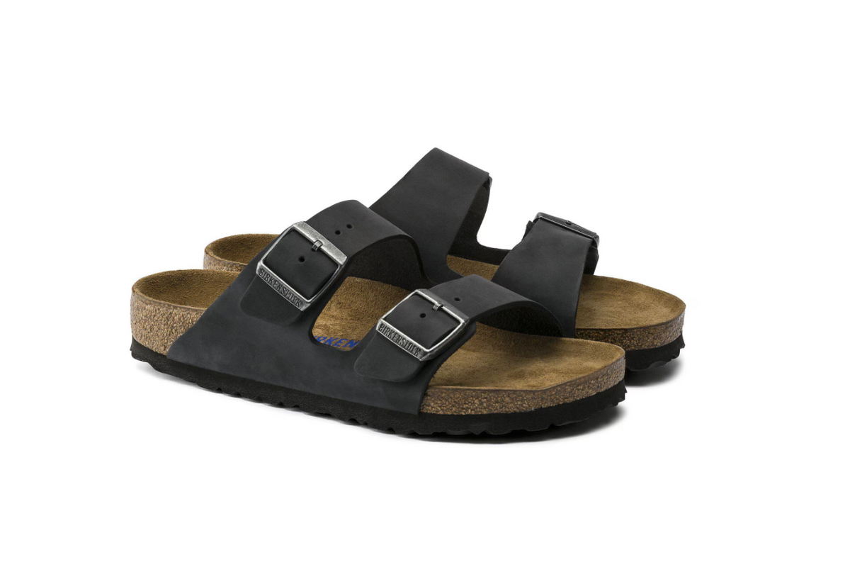 Birkenstock Arizona Soft Footbed Oiled Leather Sandals Black