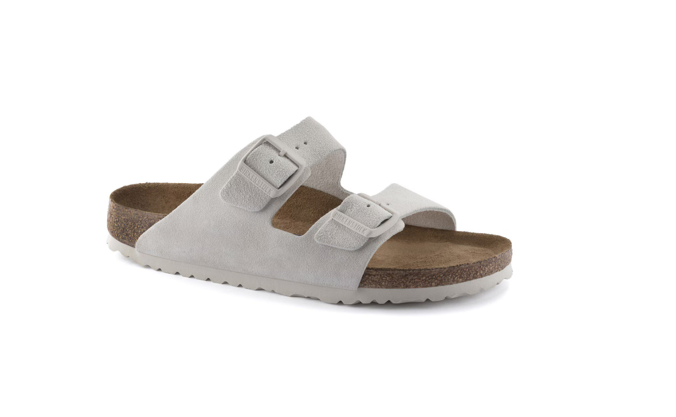 Birkenstock Arizona Soft Footbed Suede Leather Antique White