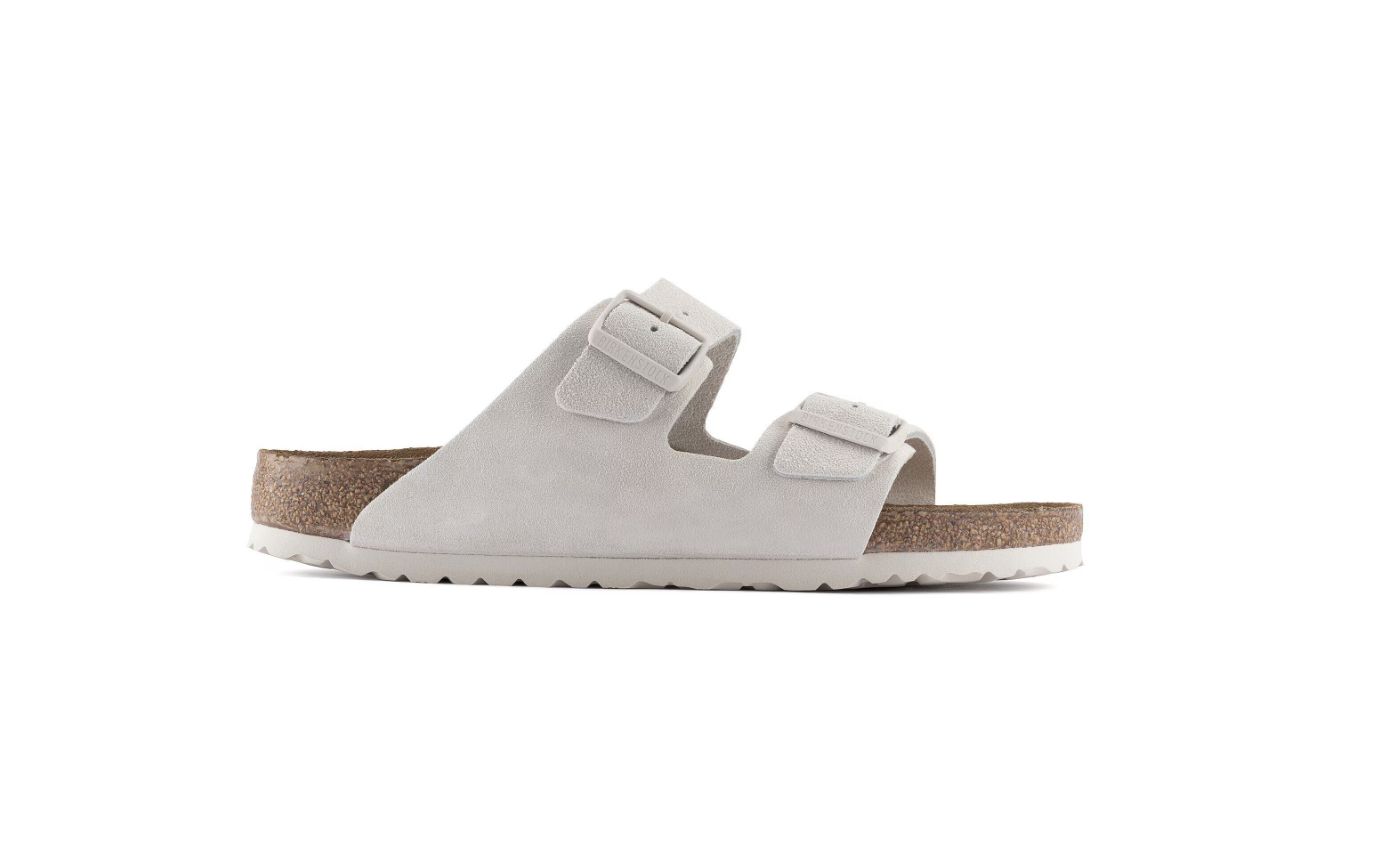 Birkenstock Arizona Soft Footbed Suede Leather Antique White