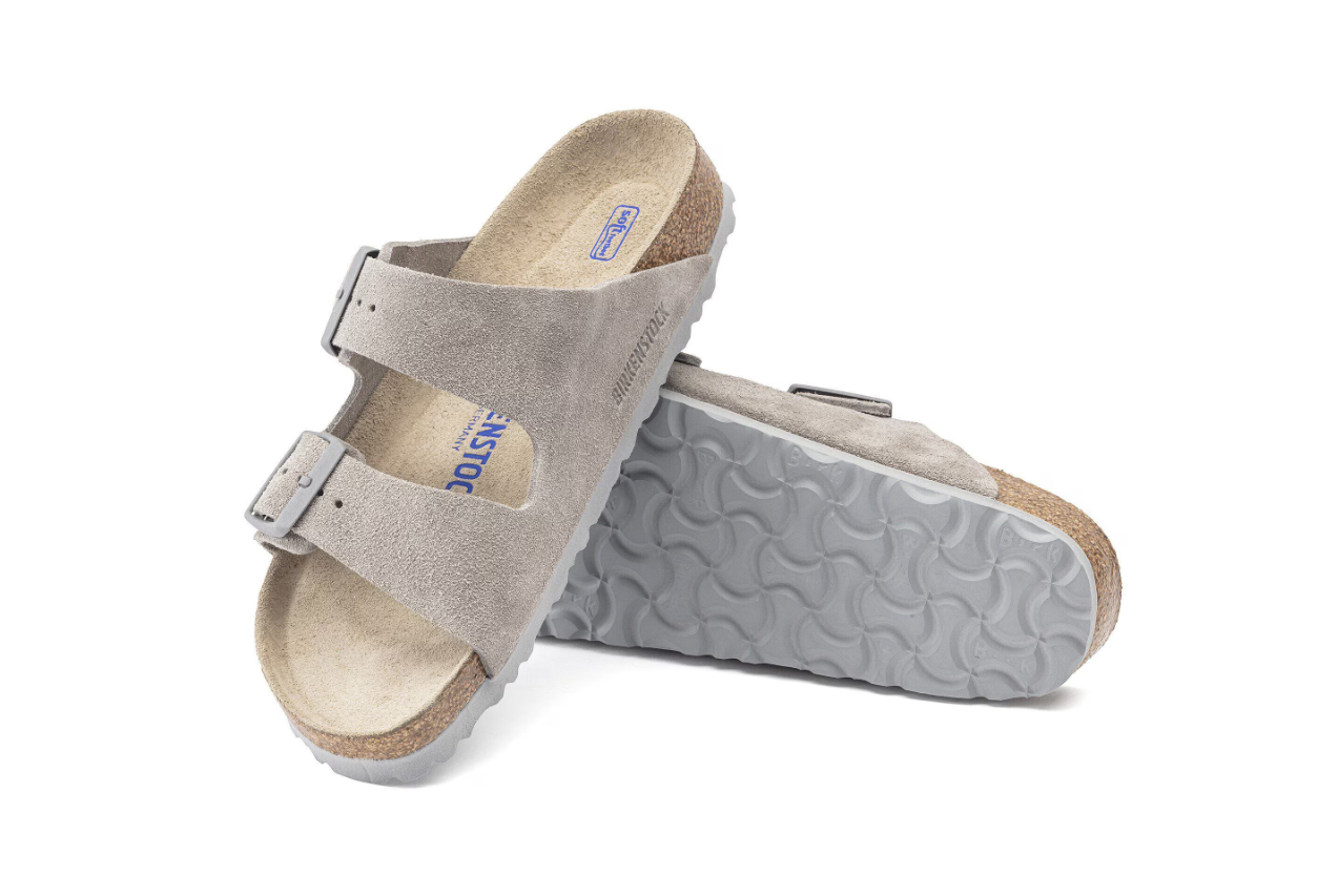 Birkenstock Arizona Soft Footbed Suede Leather Stone Coin