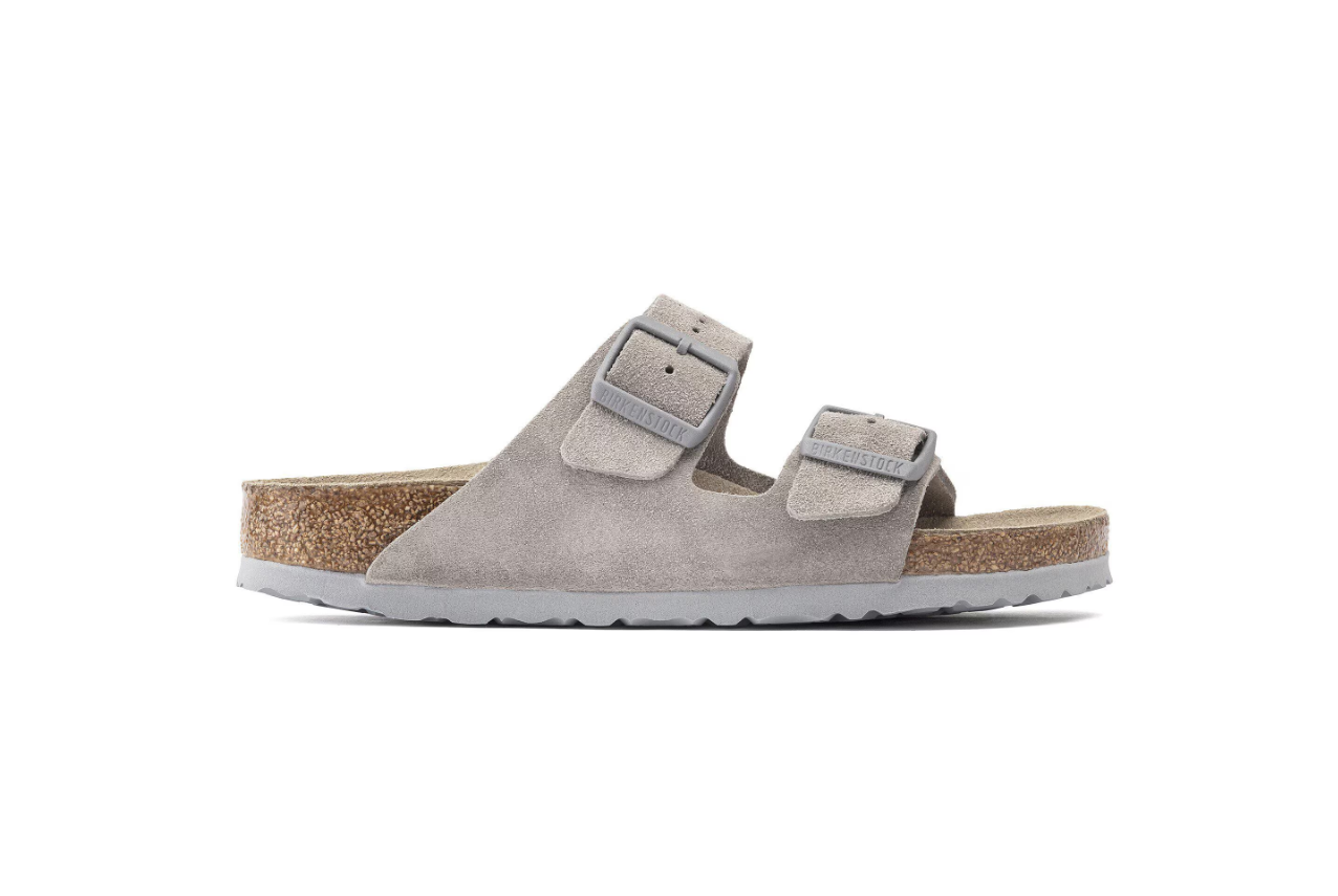 Birkenstock Arizona Soft Footbed Suede Leather Stone Coin