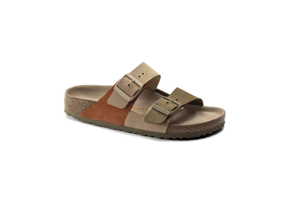 Birkenstock Arizona Split Nubuck Leather Sandcastle Faded Khaki Sandal