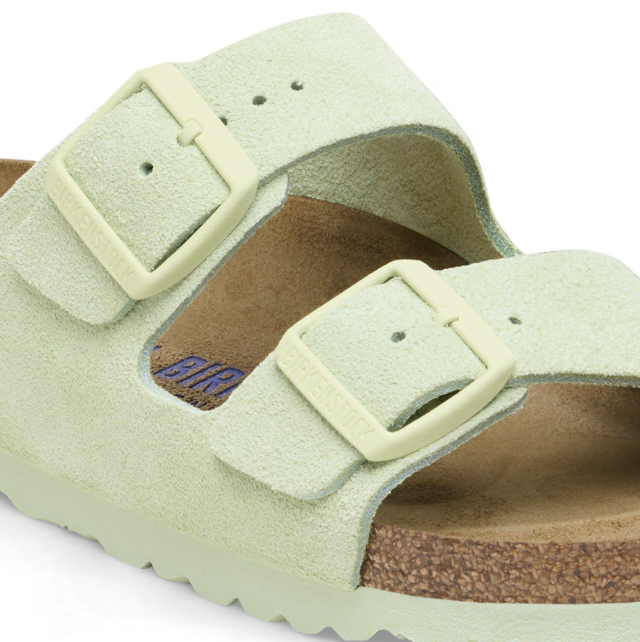 Birkenstock Arizona Soft Footbed Suede Leather Faded Lime