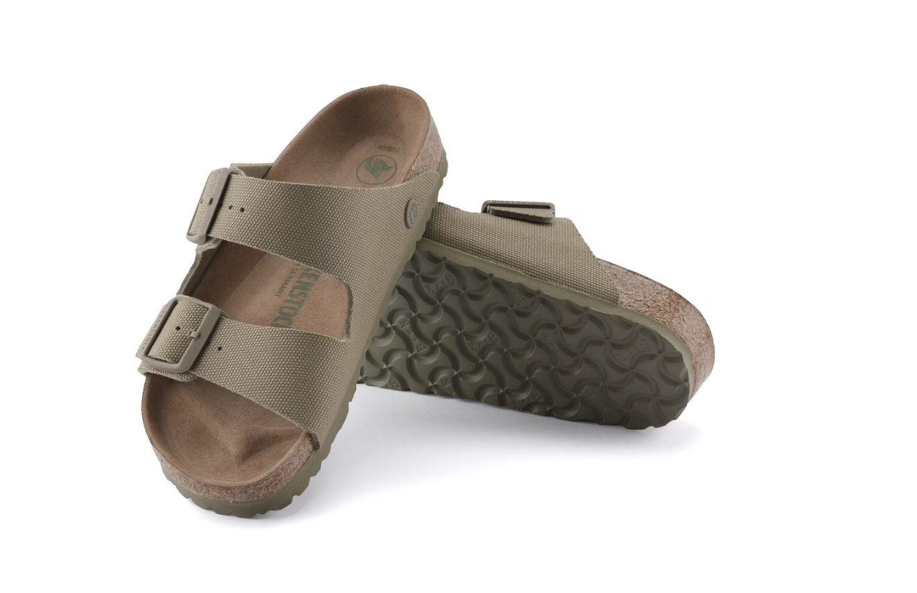 Birkenstock Arizona Vegan Textile Faded Khaki Sandals
