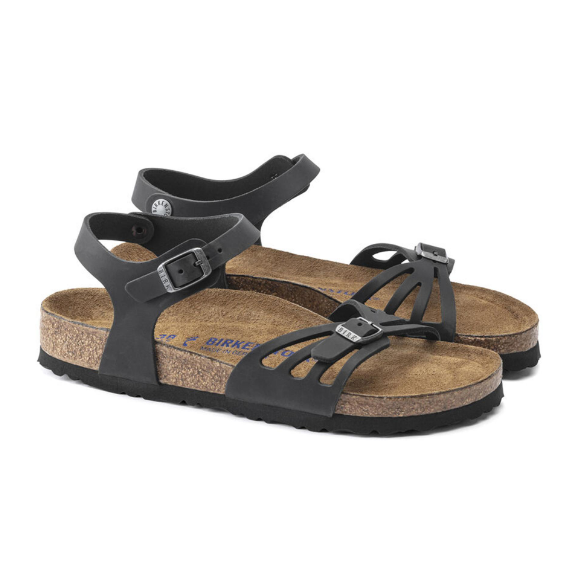 Birkenstock Bali Soft Footbed Oiled Leather Black Sandals