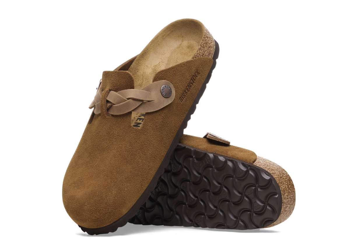 Birkenstock Boston Braided Suede Leather Clog Mink