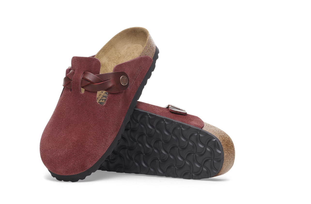Birkenstock Boston Braided Suede Leather Zinfandel