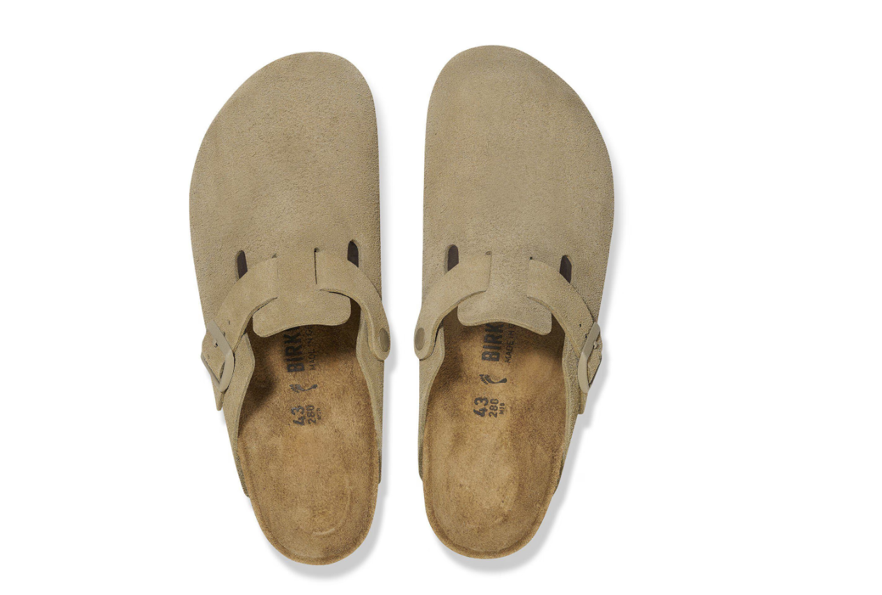 Birkenstock Boston Suede Leather Faded Khaki