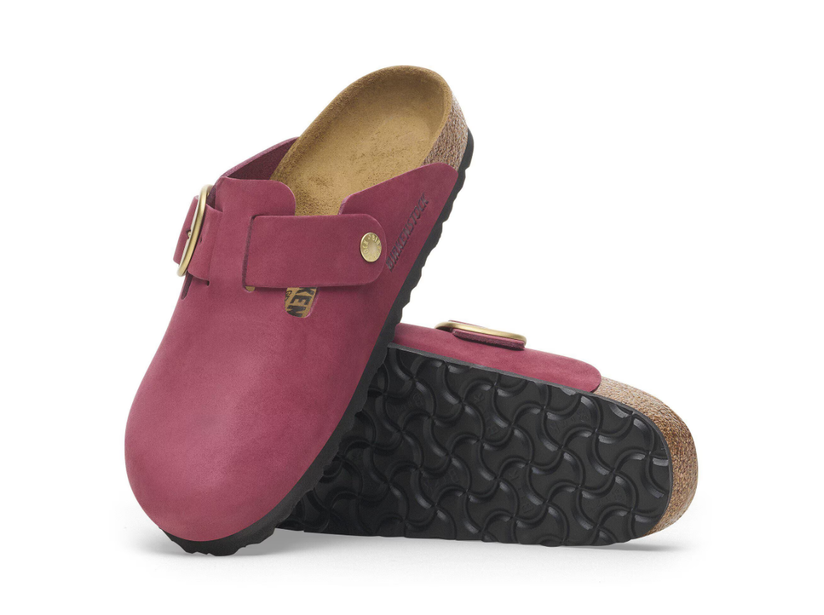 Birkenstock Boston Big Buckle Nubuck Leather Berry Crush