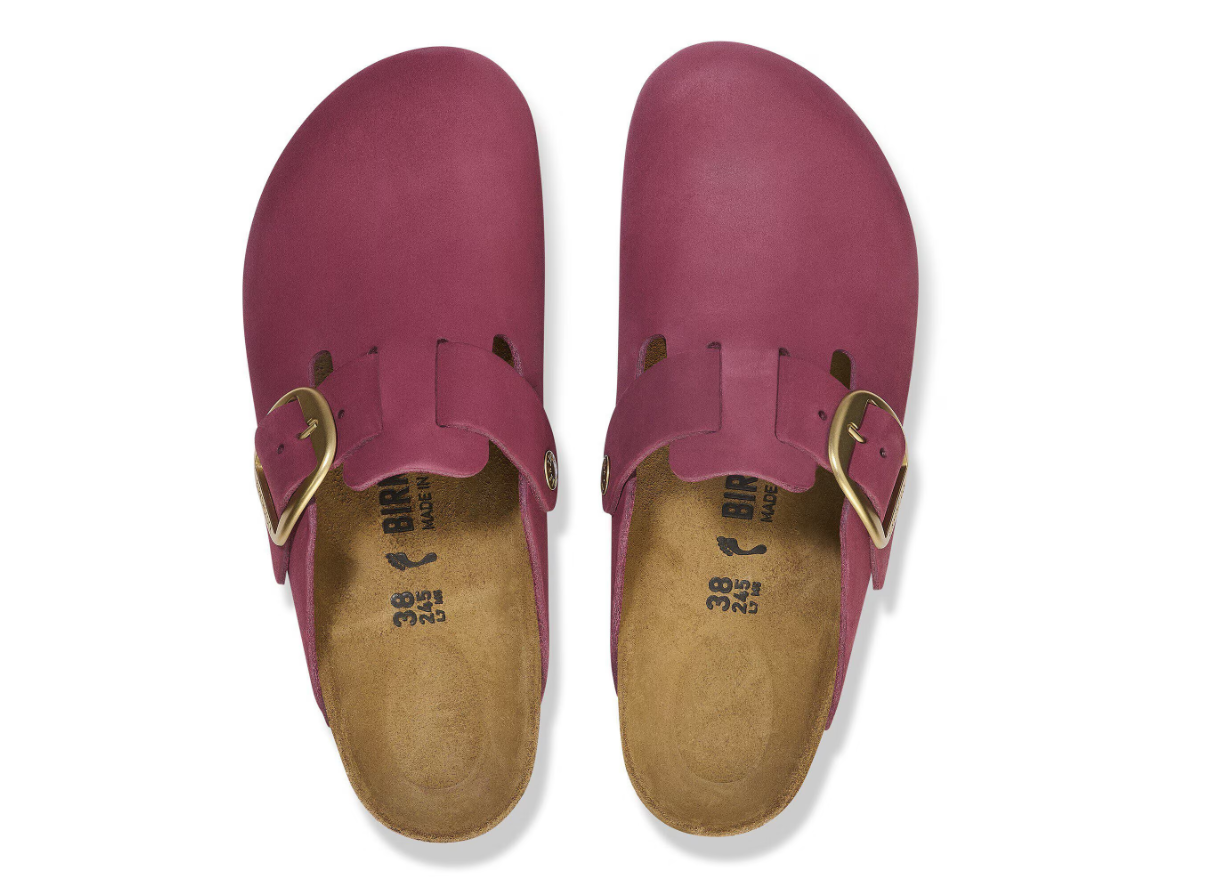 Birkenstock Boston Big Buckle Nubuck Leather Berry Crush