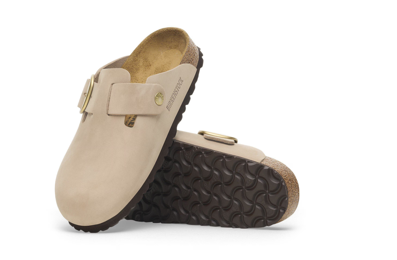 Birkenstock Boston Big Buckle Nubuck Leather Sandcastle