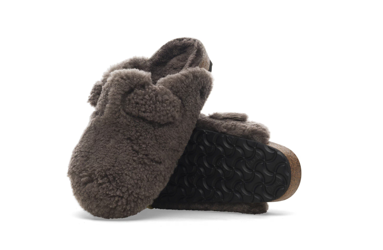 Birkenstock Boston Big Buckle Shearling Clog Concrete Gray