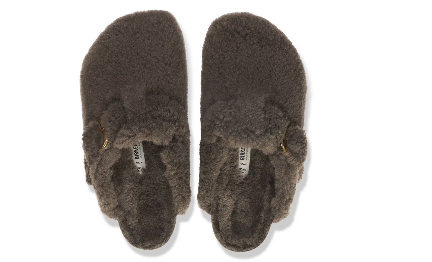 Birkenstock Boston Big Buckle Shearling Clog Concrete Gray