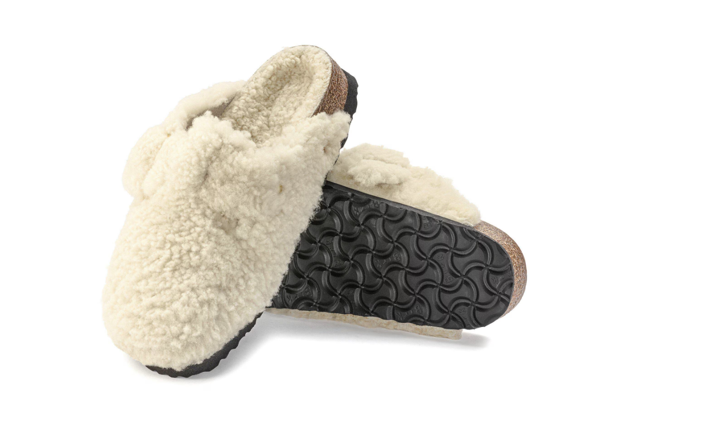 Birkenstock Boston Big Buckle Shearling Teddy Eggshell Clogs