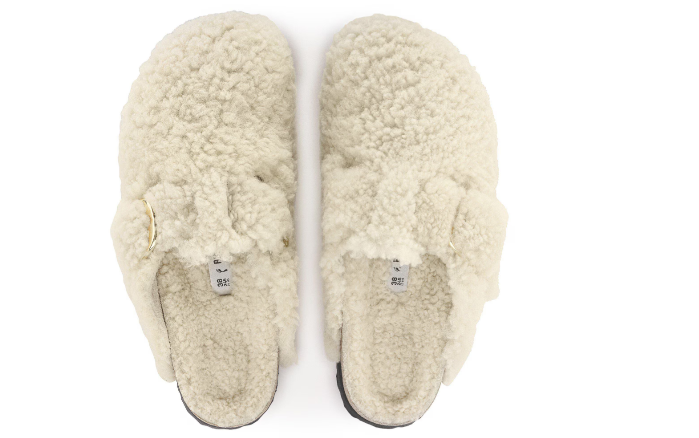 Birkenstock Boston Big Buckle Shearling Teddy Eggshell Clogs