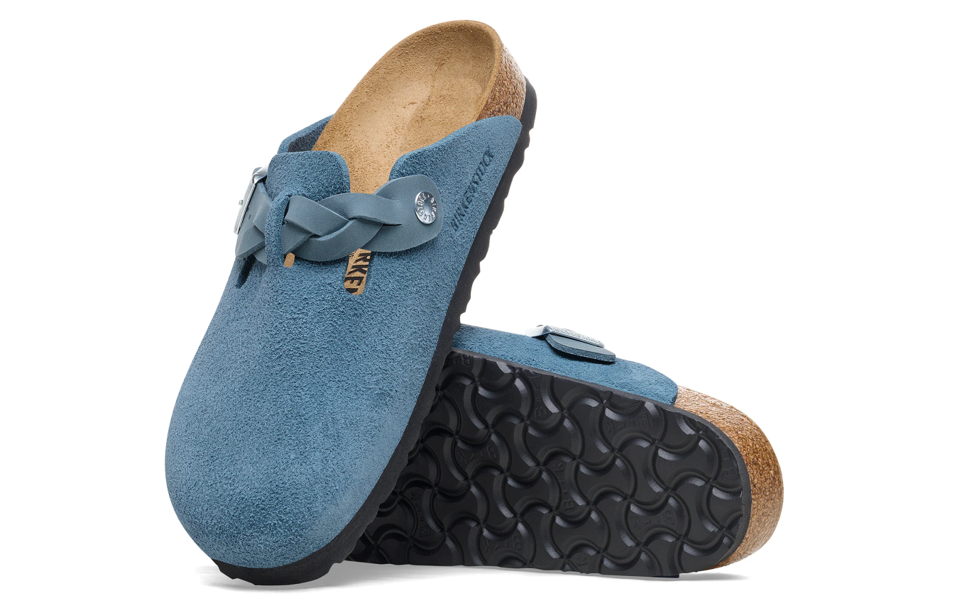 Birkenstock Boston Braided Suede Leather Elemental Blue