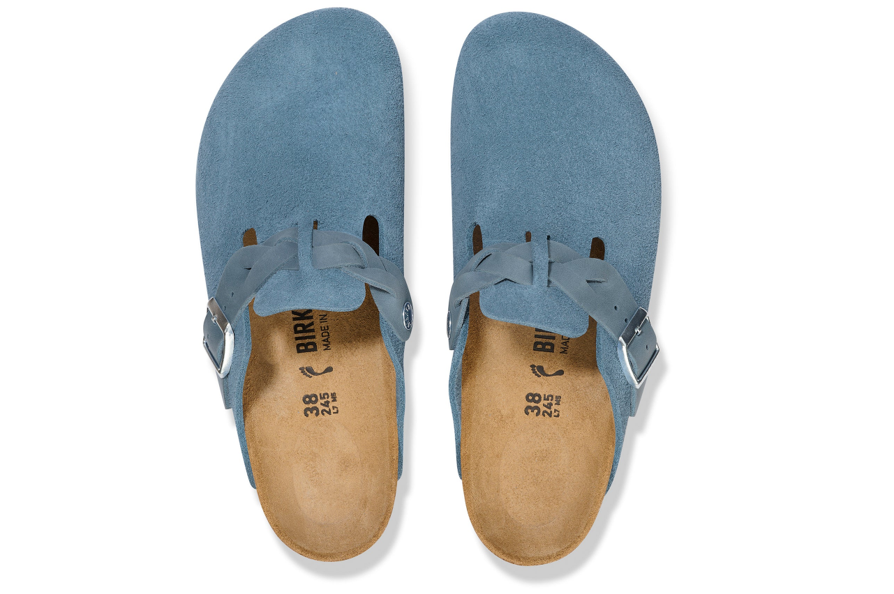 Birkenstock Boston Braided Suede Leather Elemental Blue