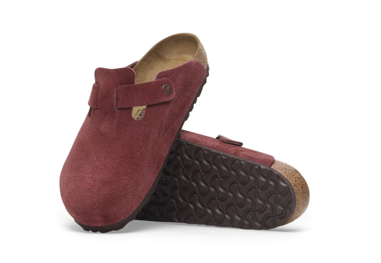 Birkenstock Boston Suede Leather Zinfandel Clog