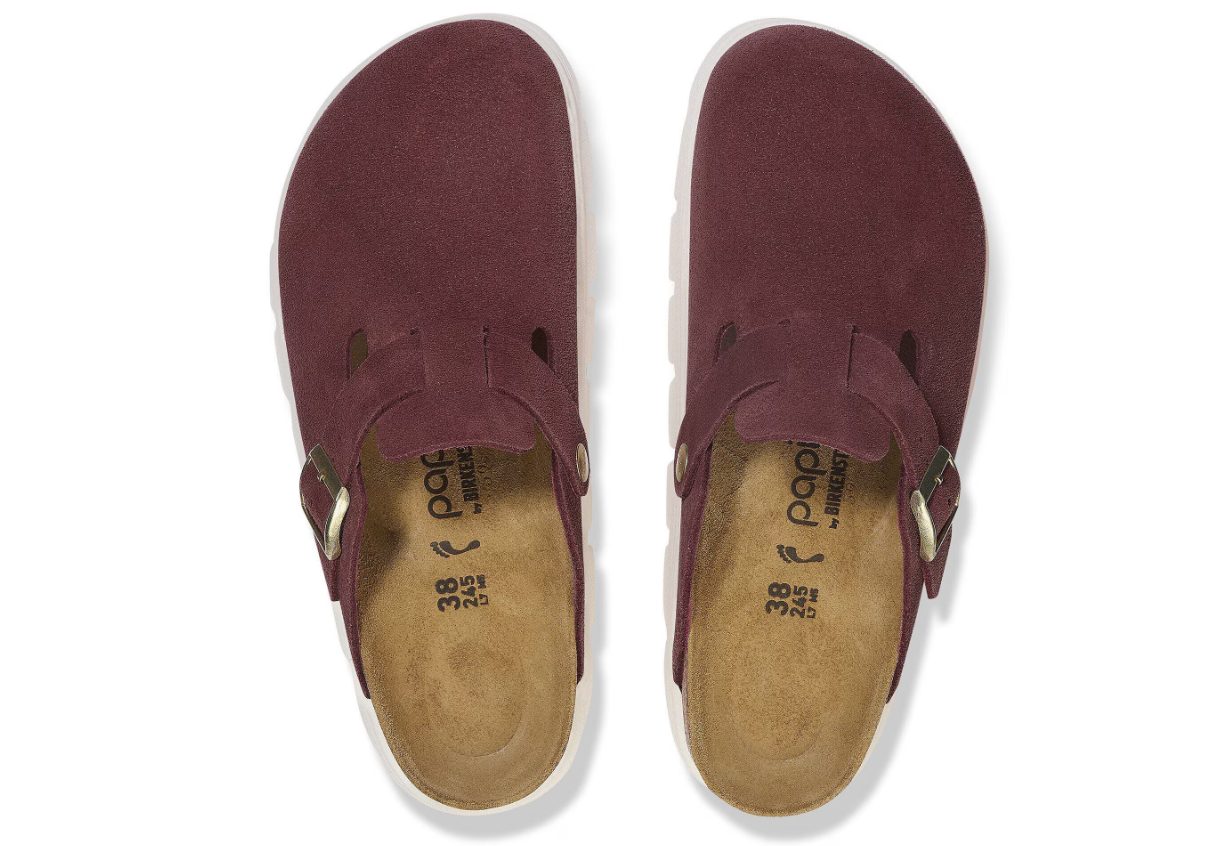 Birkenstock Papillio Boston Chunky Suede Leather Berry Crush