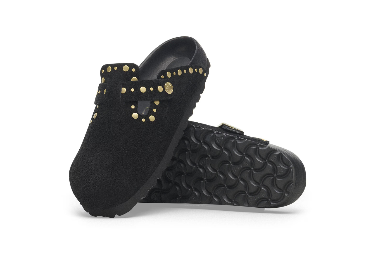 Birkenstock Boston Rivets Exquisite Suede Leather Black Clog