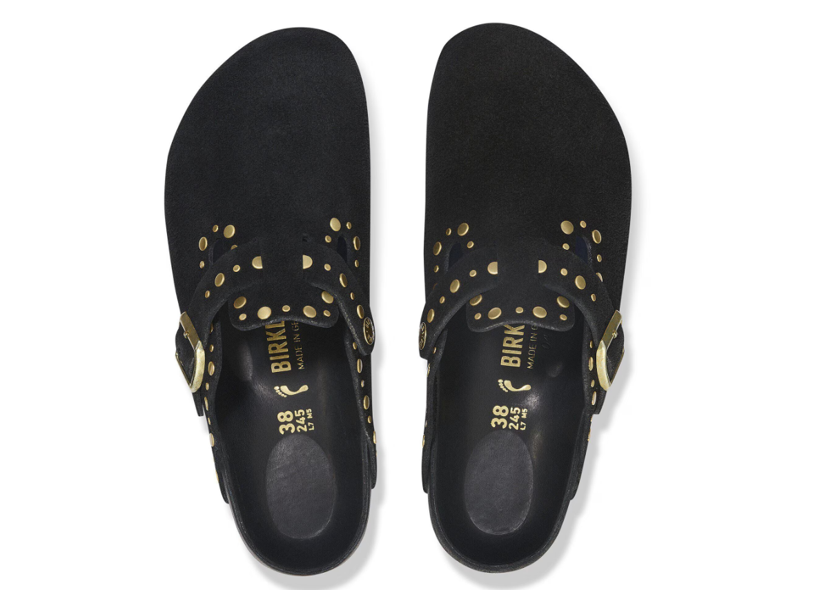 Birkenstock Boston Rivets Exquisite Suede Leather Black Clog
