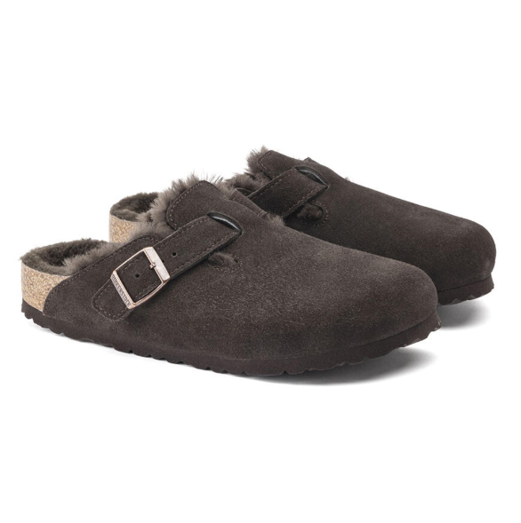 Birkenstock Boston Shearling Suede Leather Mocha