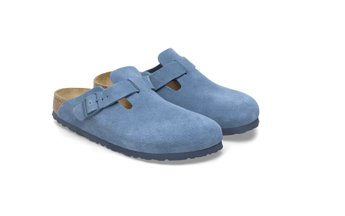 Birkenstock Boston Soft Footbed Suede Leather Elemental Blue