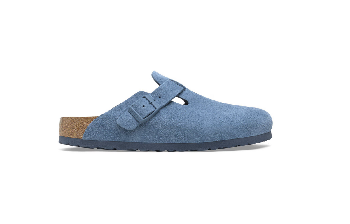 Birkenstock Boston Soft Footbed Suede Leather Elemental Blue