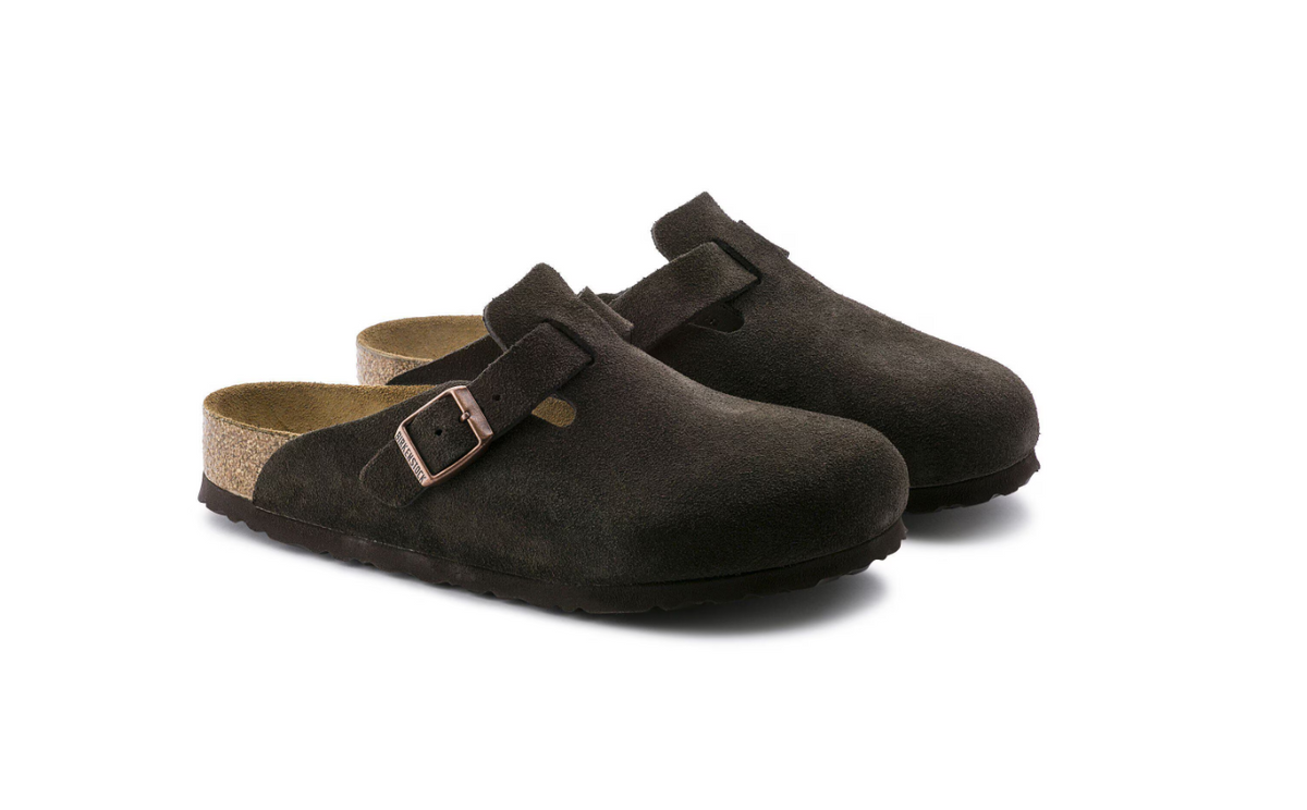 Birkenstock Boston Soft Footbed Suede Leather Clog Mocha