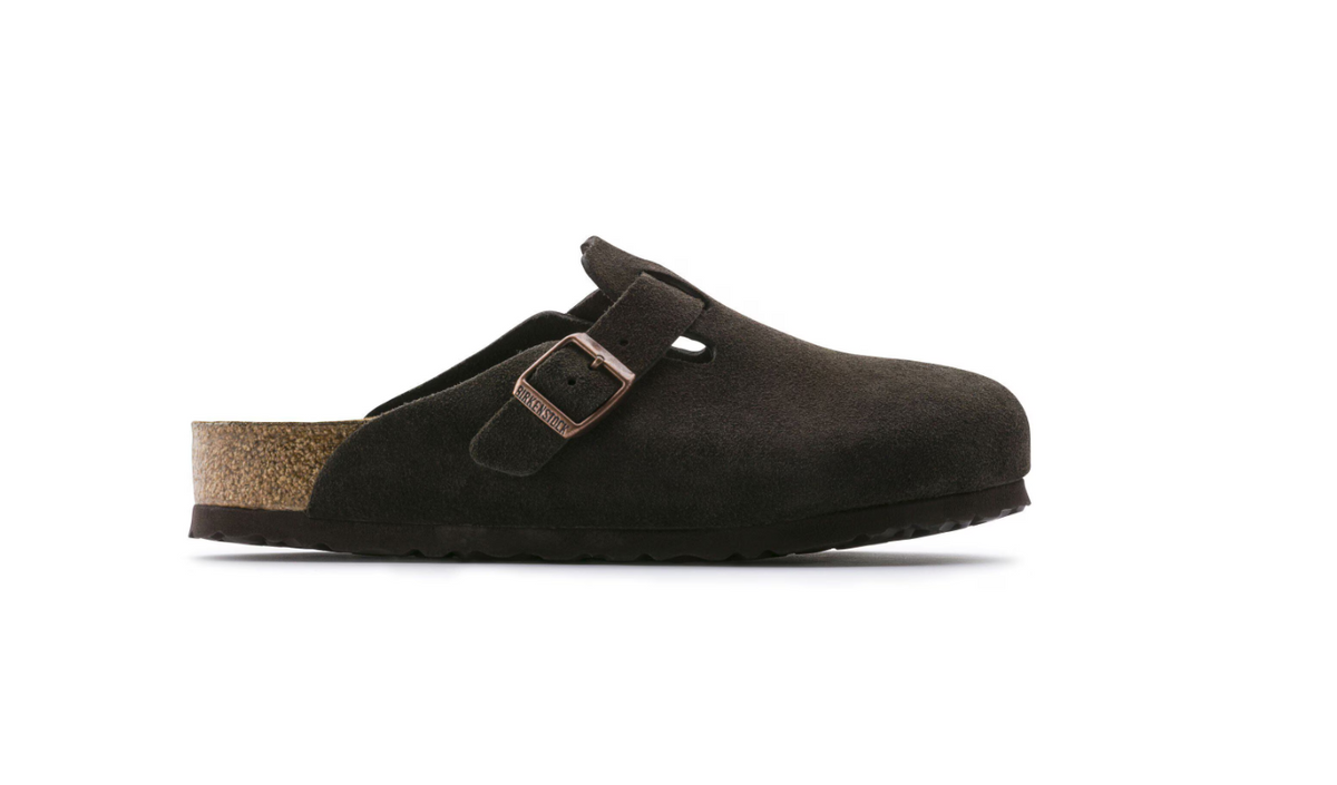 Birkenstock Boston Soft Footbed Suede Leather Clog Mocha