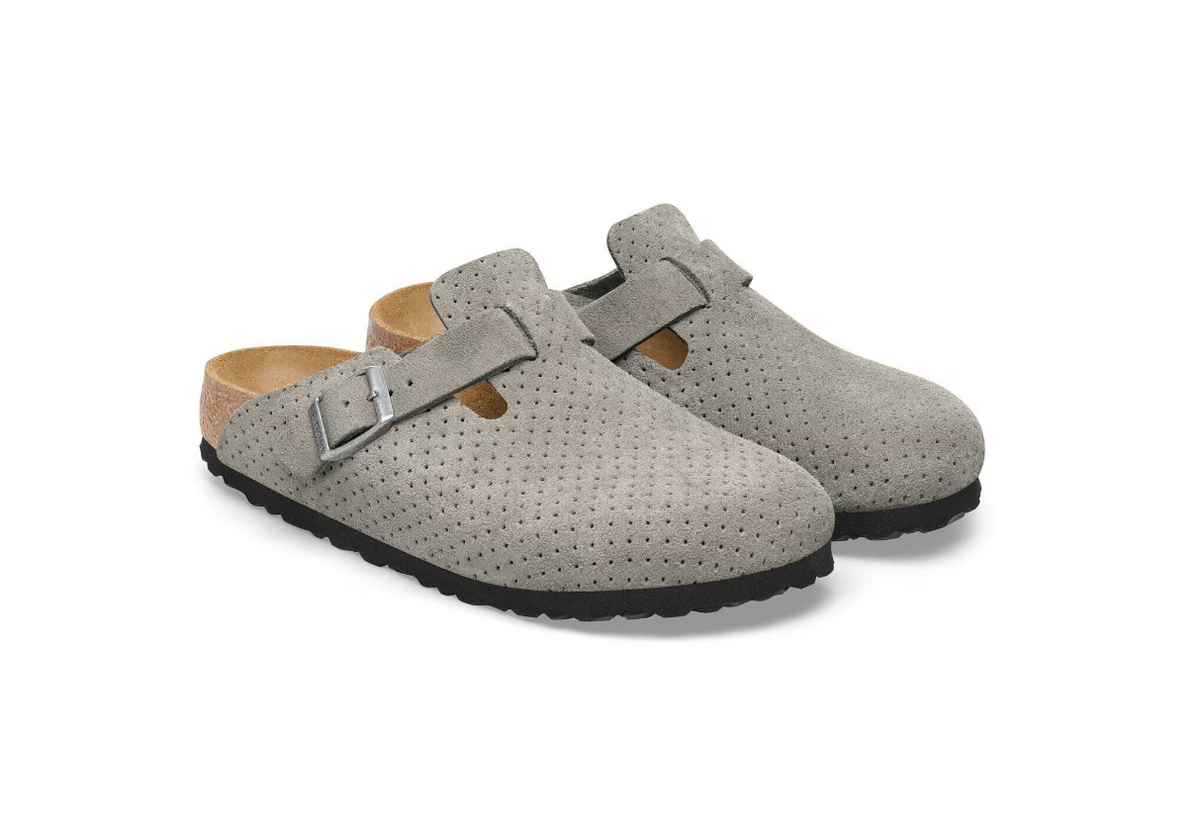 Birkenstock Boston Suede Embossed Dotted Stone Coin