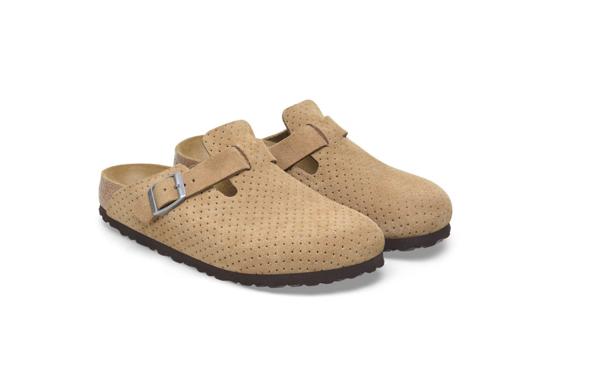 Birkenstock Boston Suede Embossed Dotted New Beige