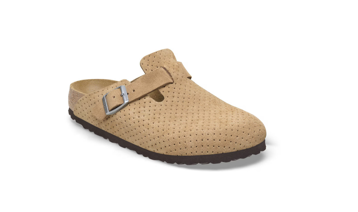 Birkenstock Boston Suede Embossed Dotted New Beige