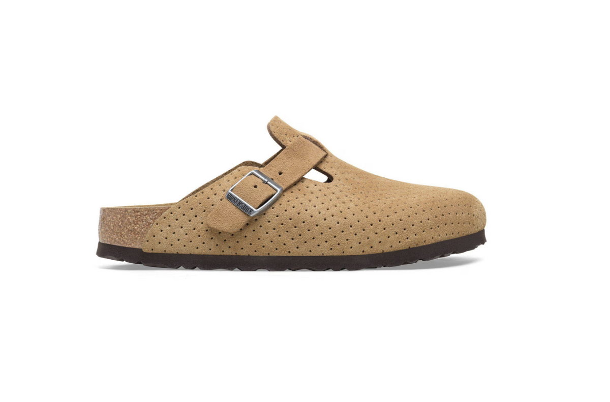 Birkenstock Boston Suede Embossed Dotted New Beige