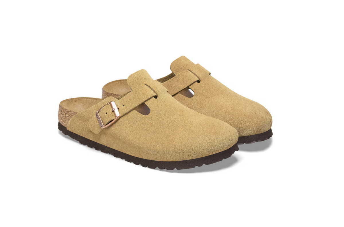 Birkenstock Boston Suede Leather Latte Cream