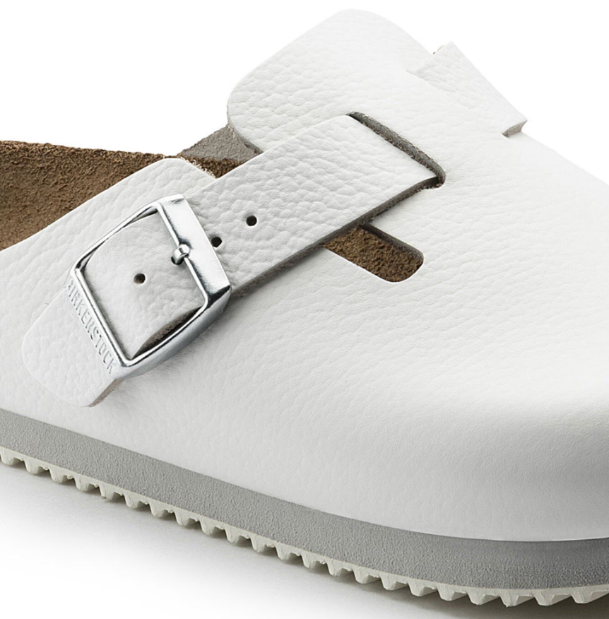 Birkenstock Boston Super Grip Natural Leather White Clog