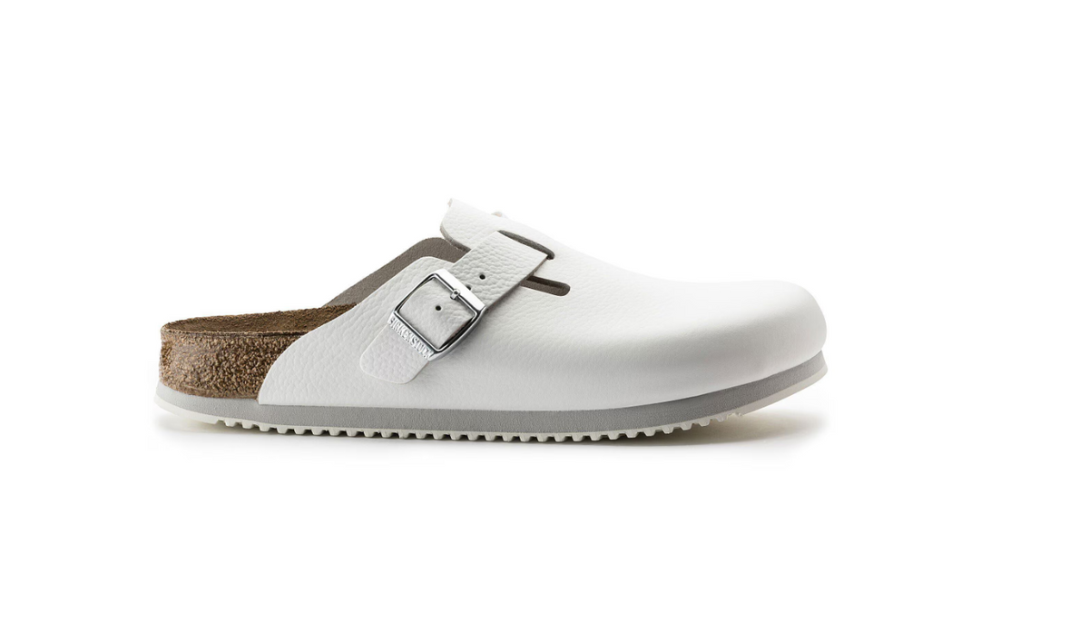 Birkenstock Boston Super Grip Natural Leather White Clog