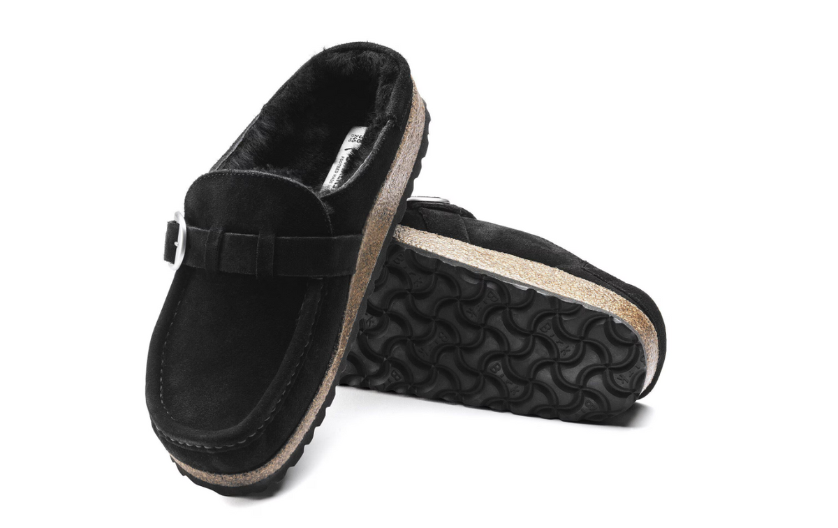 Birkenstock Buckley Shearling Suede Leather Black