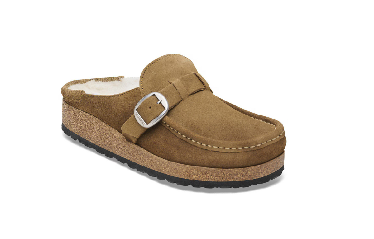 Birkenstock Buckley Shearling Suede Leather Dark Tea