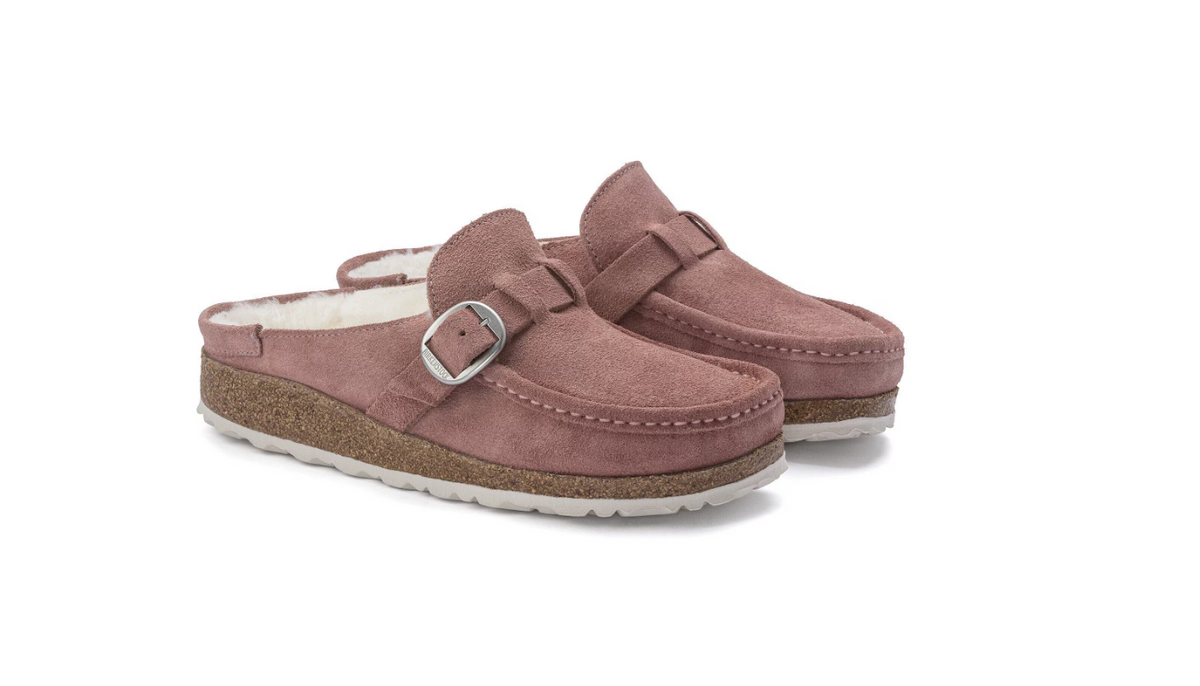 Birkenstock Buckley Shearling Suede Leather Pink Clay