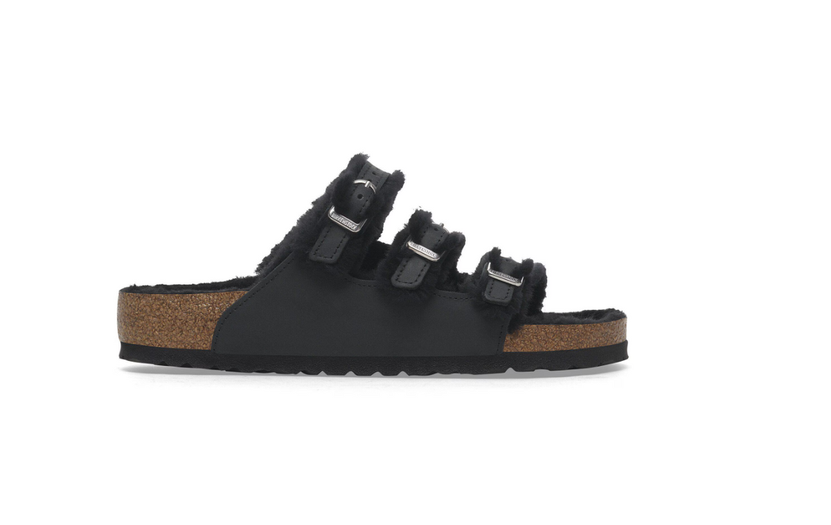 Birkenstock Florida Fresh Shearling Oiled Leather Black