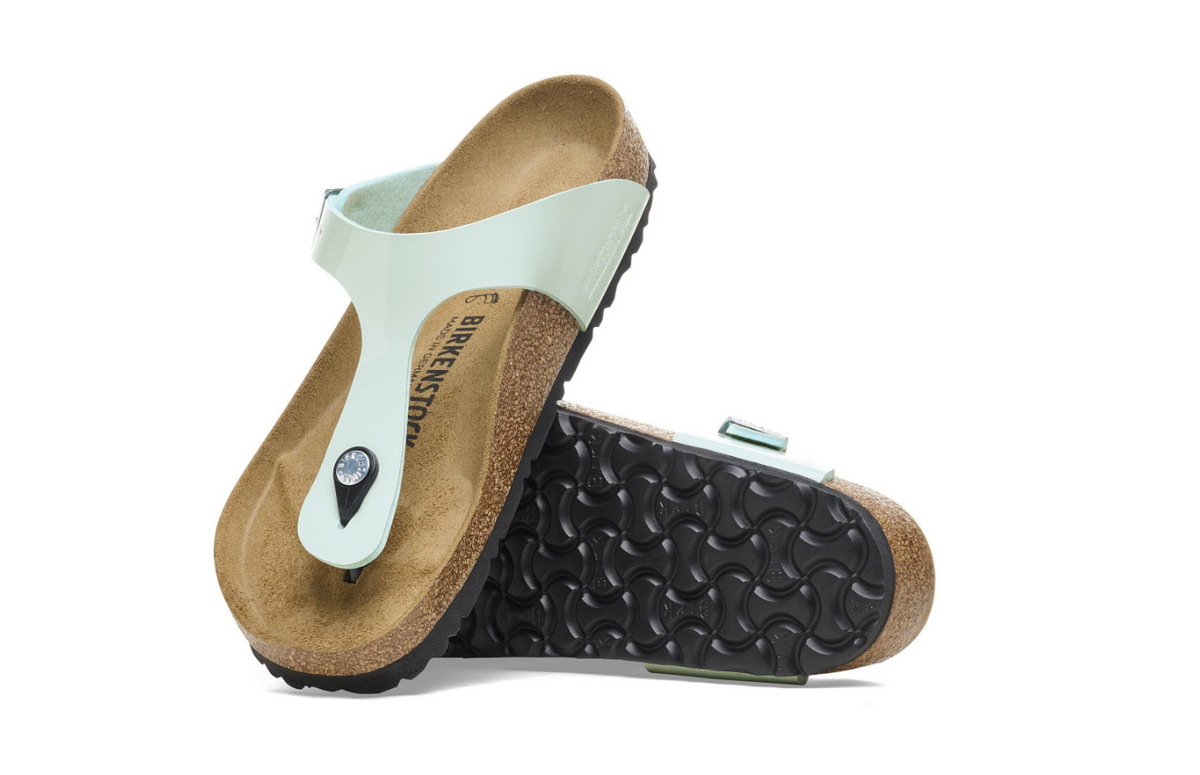 Birkenstock Gizeh Birko-Flor Patent Surf Green